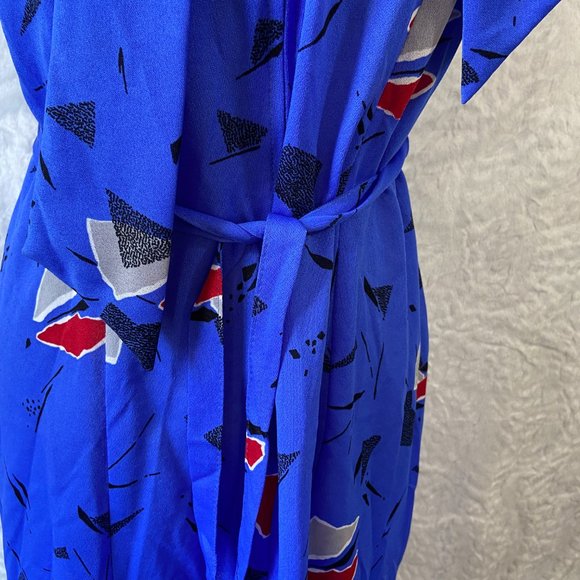 Vintage 70's Handmade Abstract Print Tie Secretary Dress - Picture 3 of 8